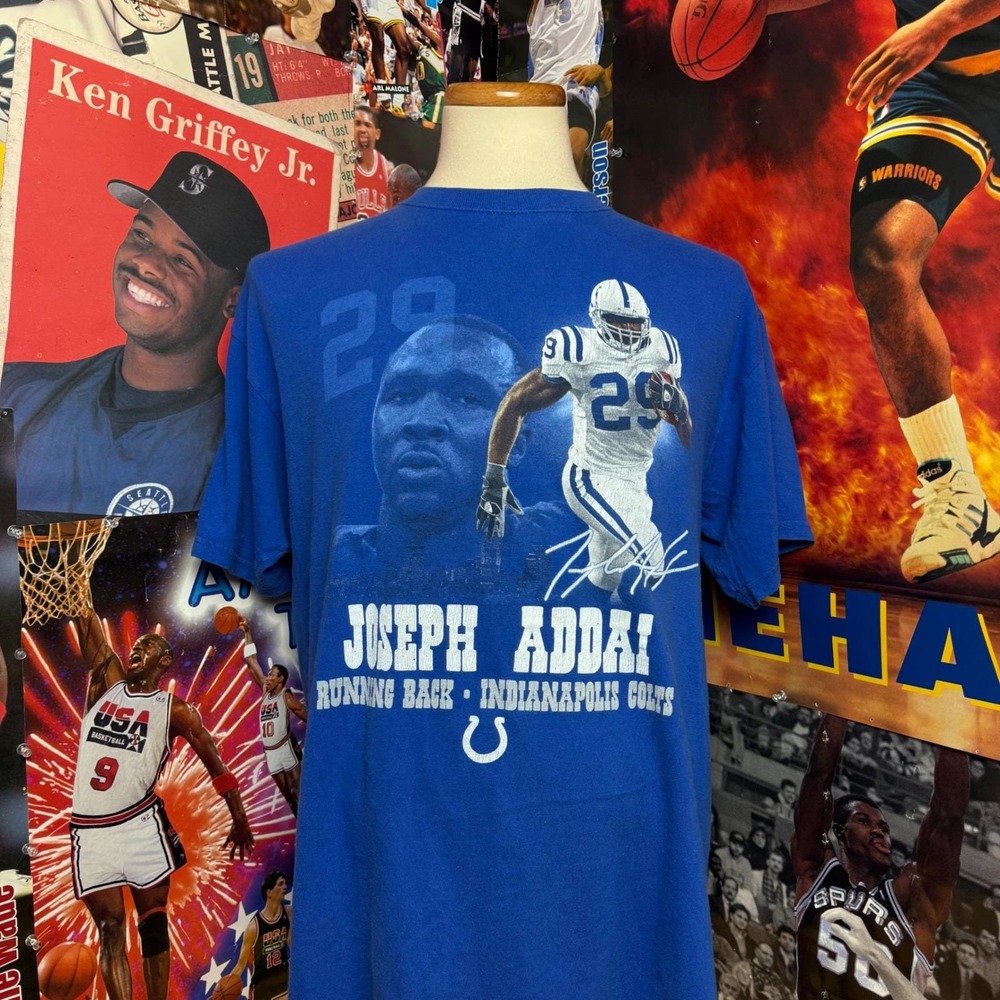 Indianapolis Colts Joseph Addai NFL Football Graphic T Shirt‎ Mens Sz XL
